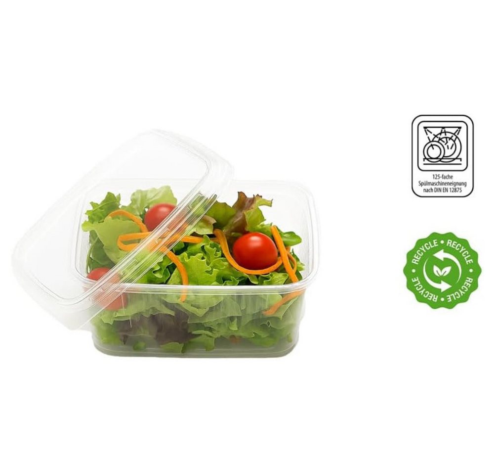 Lauroo Servierschale Feinkostbecher mit Deckel 250ml, Rechteckig - 50 Stück, (50-tlg) – Bild 4 von 4