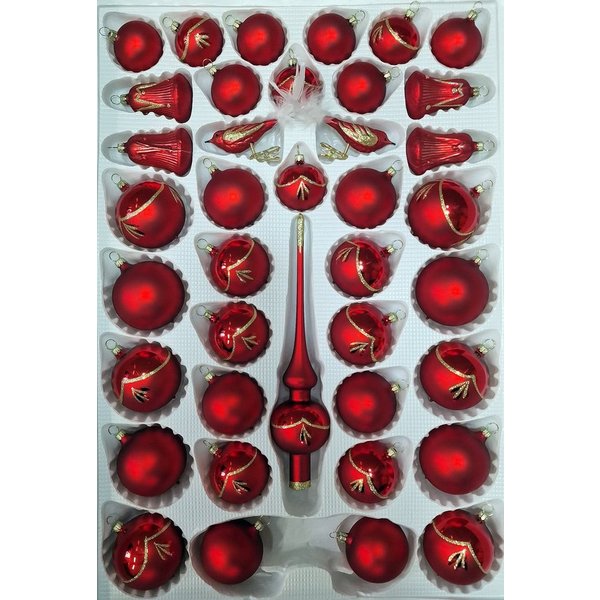 Lauschaer Glas Christbaumschmuck mundgeblasenes Christbaumschmucksortiment 39 Teile