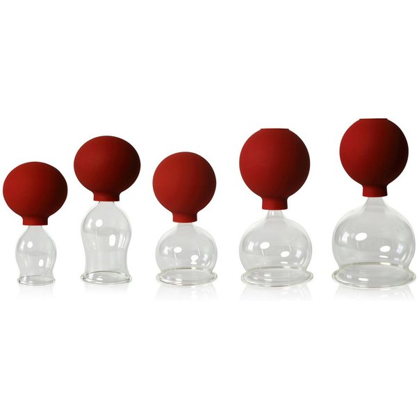 Lauschaer Glas Massagegerät Schröpfglas Schröpfgläser mit Saugball in vielen Größen aus Glas, 5-tlg.
