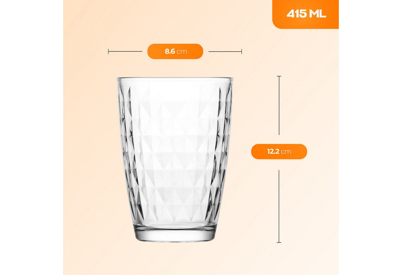 LAV Gläser-Set Artemis Longdrinkglas, 6-tlg., Glas, 6er Set, 415ml, Perfekt für Cocktails, Longdrinks und Softdrinks. – Bild 3 von 5