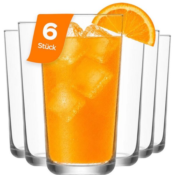 LAV Gläser-Set Assos, 6-tlg., Glas, 6er Set, 490ml, ideal für Longdrinks, Cocktails, Limonade