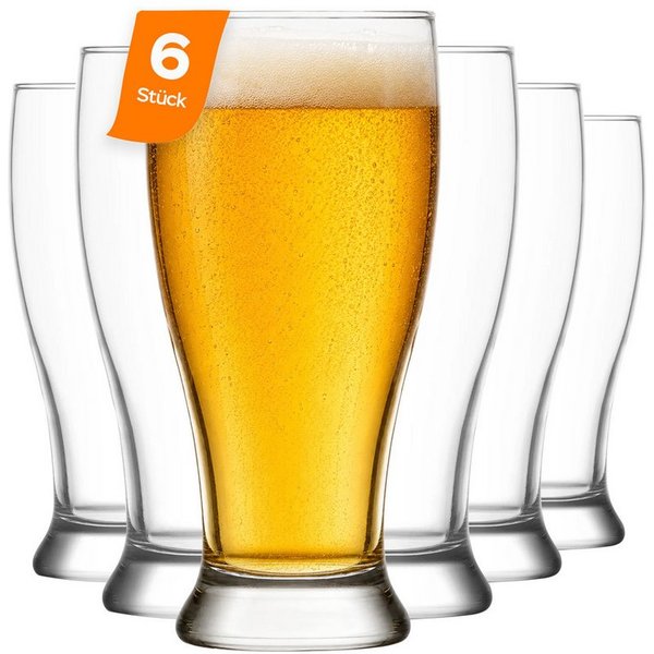 LAV Gläser-Set Brotto Bierglas, 6-tlg., Glas, 6er Set, 565ml, ideal für Biergenuss
