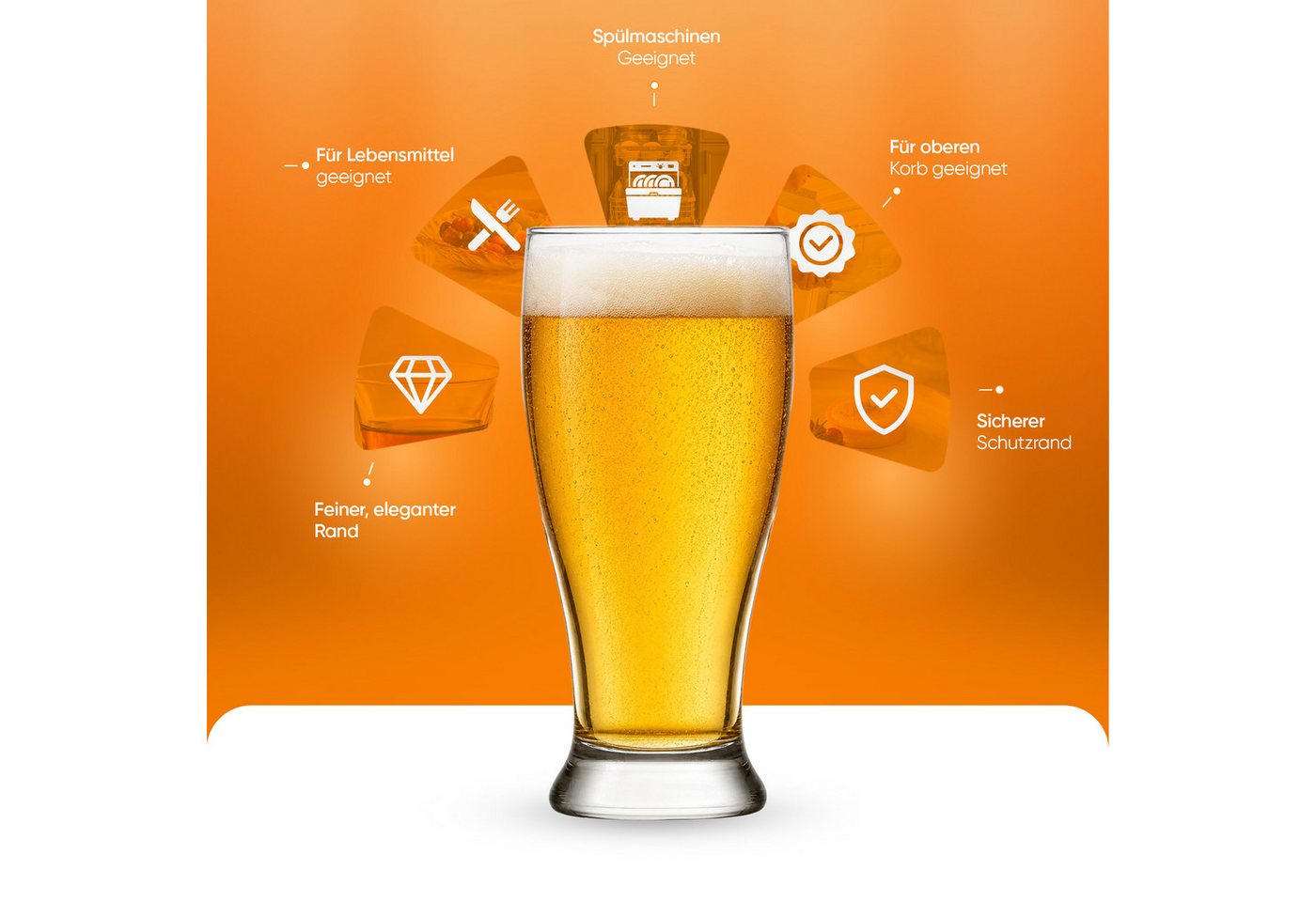 LAV Gläser-Set Brotto Bierglas, 6-tlg., Glas, 6er Set, 565ml, ideal für Biergenuss – Bild 4 von 5