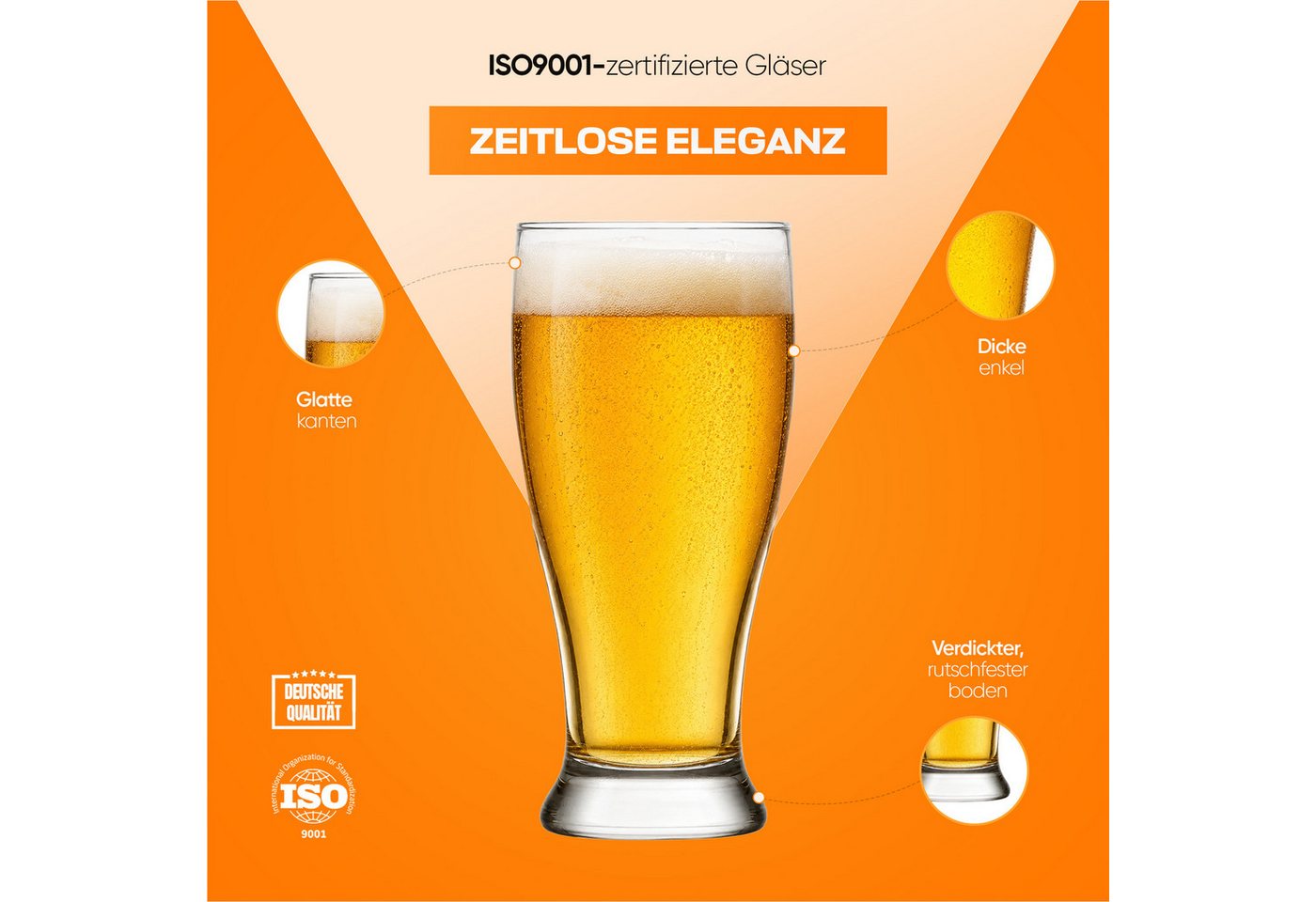 LAV Gläser-Set Brotto Bierglas, 6-tlg., Glas, 6er Set, 565ml, ideal für Biergenuss – Bild 5 von 5