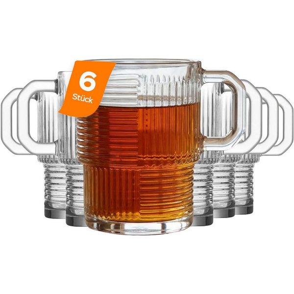 LAV Gläser-Set Helen Tee-Set, Glasbecher, 6-tlg., Glas, 6er Set, 270ml, ideal für Tee und Heißgetränke