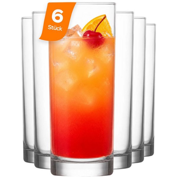 LAV Gläser-Set Liberty Longdrinkglas, 6-tlg., Glas, 6er Set, 360ml, ideal für Longdrinks, Wasser, Softdrinks, Säfte