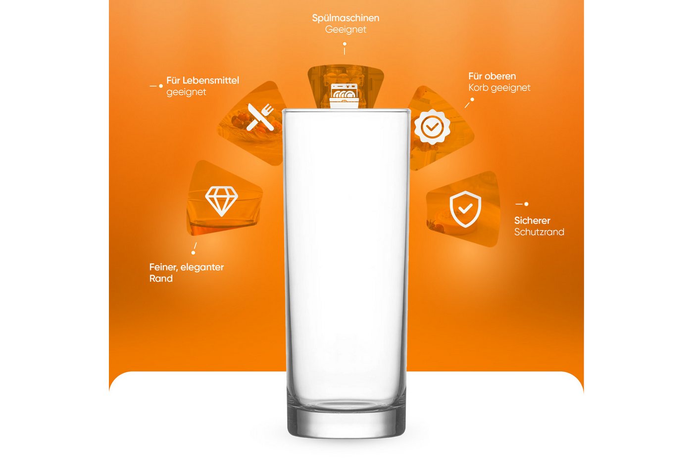 LAV Gläser-Set Liberty Longdrinkglas, 6-tlg., Glas, 6er Set, 360ml, ideal für Longdrinks, Wasser, Softdrinks, Säfte – Bild 4 von 5