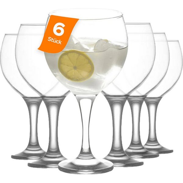 LAV Gläser-Set Misket Allzweckgläser 645ml mit verlängertem Stiel, 6-tlg., Glas, 6er-Set, 645ml, verlängerter Stiel, Ideal für Wein, Cocktails