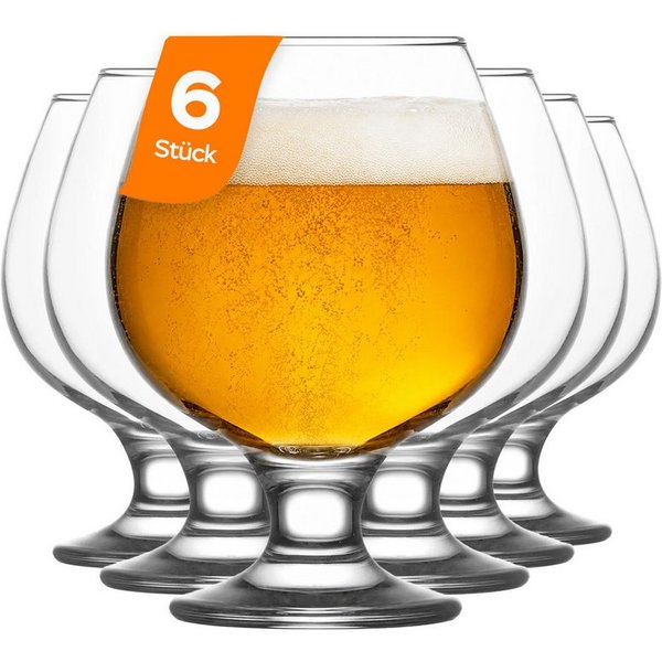 LAV Gläser-Set Misket Brandyglas/Cognacglas, 6-tlg., Glas, 6er Set, 390ml, ideal für Brandy, Cognac, Whisky oder Liköre