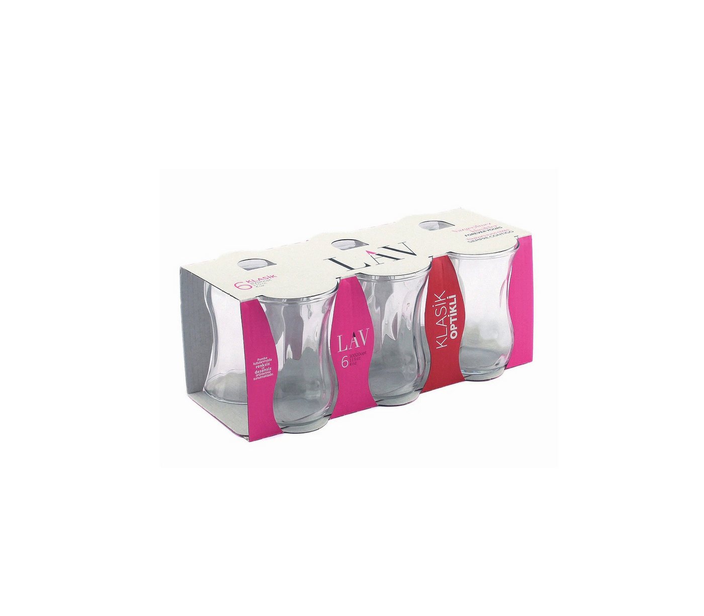 LAV Teeglas Klasik 6er-Set 115 ml – Transparent mit optischer Struktur, 6-tlg., Glas, 6-teilig, 115 ml – Bild 2 von 2
