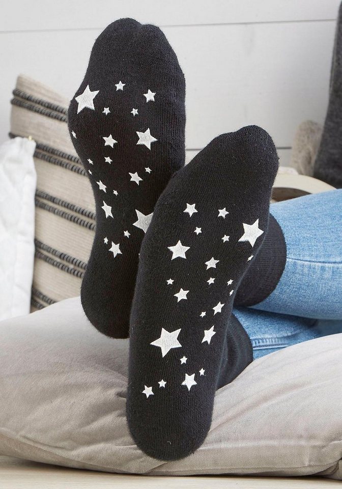 Lavana ABS-Socken Damensocken Noppensocken (Packung, 3-Paar, Gr. 35-38 bis 39-42) mit Antirutschsohle im Sterndesign – Bild 5 von 5