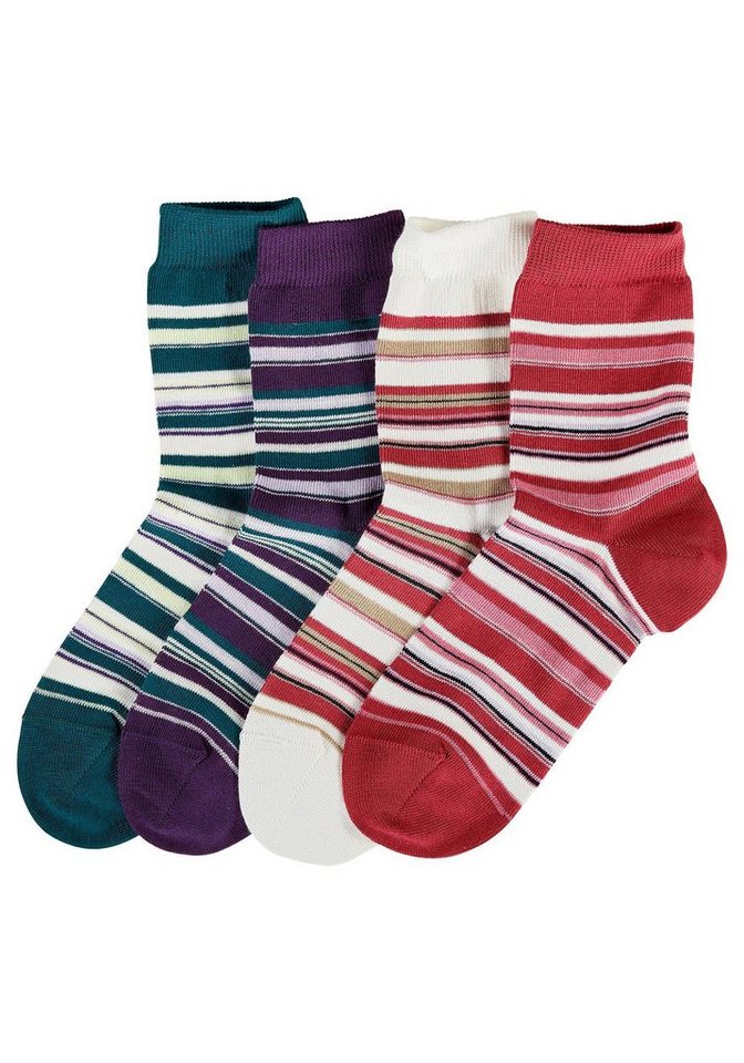 Lavana Socken Kinder Damen Socken Basic gestreift (Packung, 4-Paar, Gr. 19-22 bis 39-42) mit unterschiedlichen Ringel – Bild 2 von 4