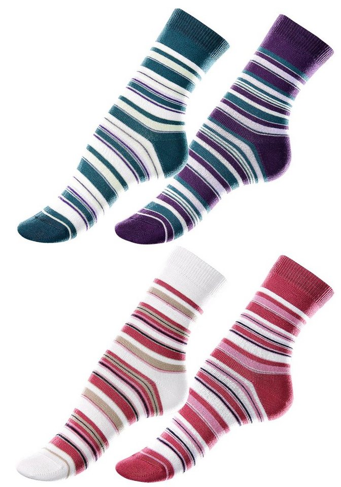 Lavana Socken Kinder Damen Socken Basic gestreift (Packung, 4-Paar, Gr. 19-22 bis 39-42) mit unterschiedlichen Ringel – Bild 3 von 4