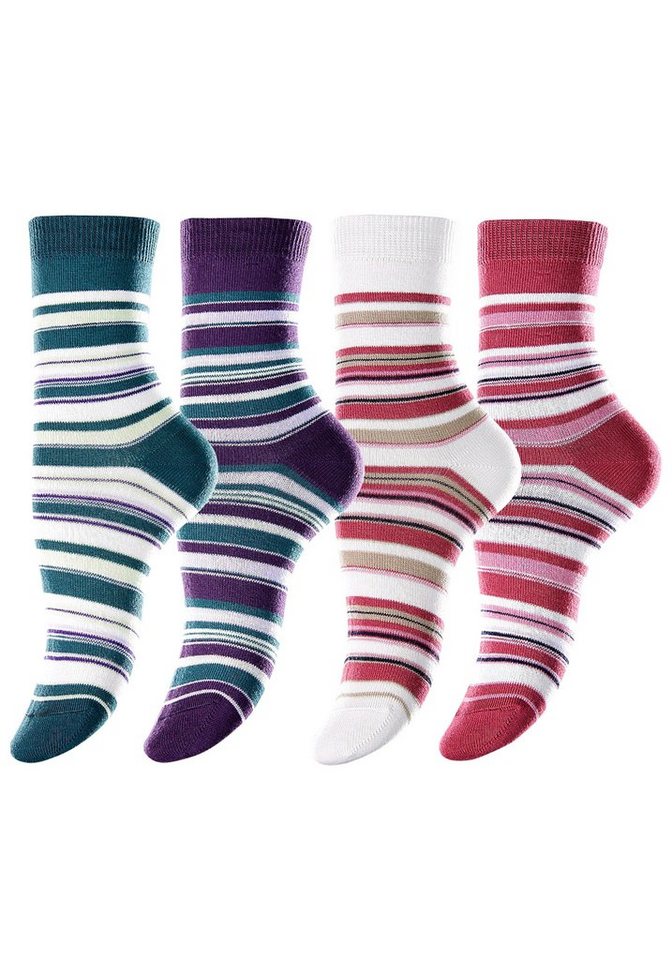 Lavana Socken Kinder Damen Socken Basic gestreift (Packung, 4-Paar, Gr. 19-22 bis 39-42) mit unterschiedlichen Ringel – Bild 4 von 4