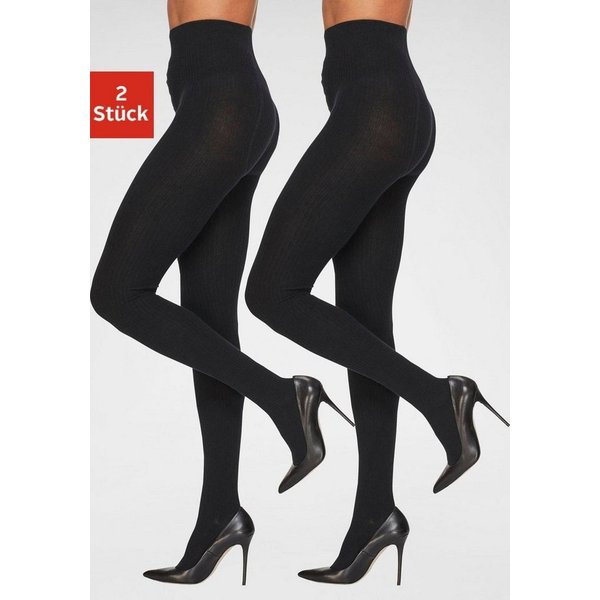 Lavana Strickstrumpfhose Rippenstrümpfhose mit breiter Rippe (Packung 2 St) in modischem Ripp-Strick
