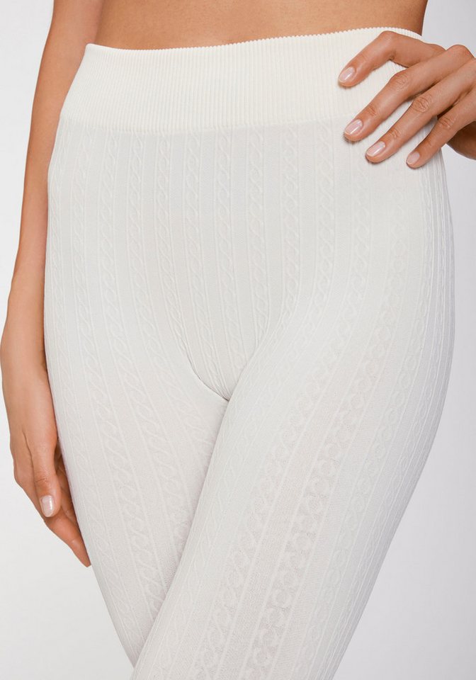 Lavana Strickstrumpfleggings Blickdicht, warme Strumpfhose ohne Fuß, Damen (1 St) mit Zopfmuster und innen weich angeraut – Bild 3 von 5