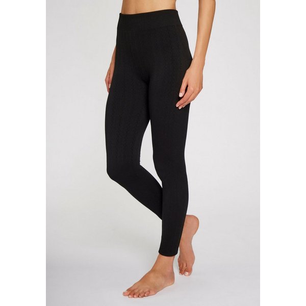 Lavana Strickstrumpfleggings Blickdicht, warme Strumpfhose ohne Fuß, Damen (1 St) mit Zopfmuster und innen weich angeraut