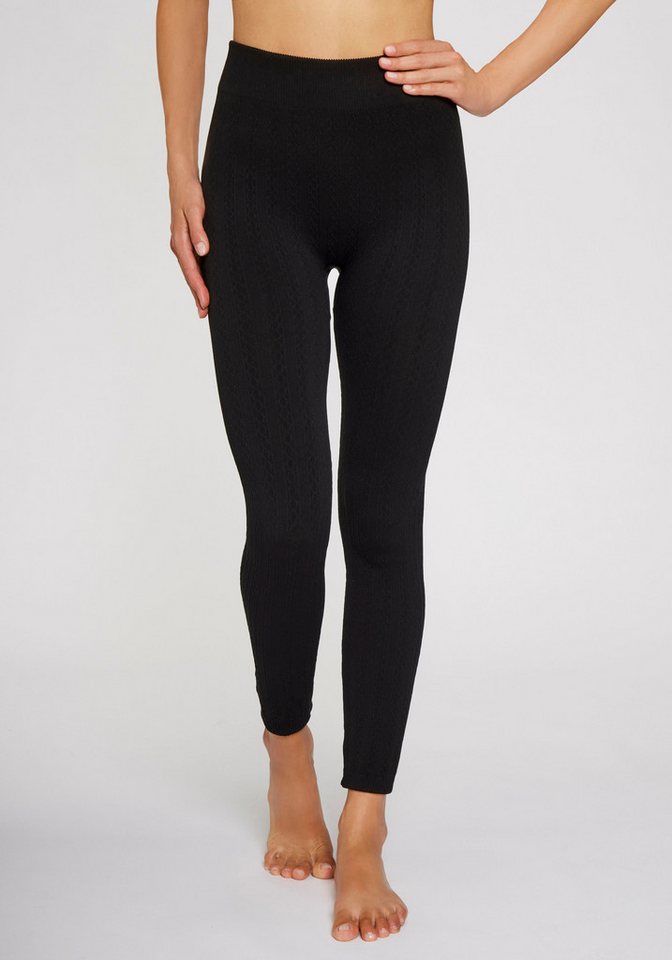 Lavana Strickstrumpfleggings Blickdicht, warme Strumpfhose ohne Fuß, Damen (1 St) mit Zopfmuster und innen weich angeraut – Bild 2 von 5