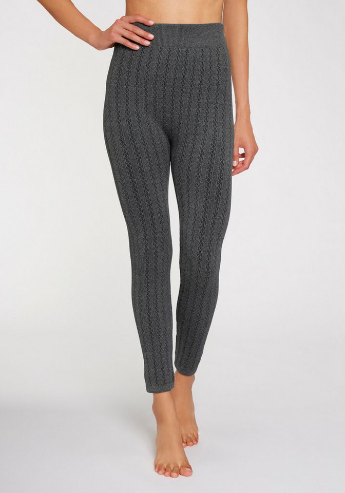 Lavana Strickstrumpfleggings Blickdicht, warme Strumpfhose ohne Fuß, Damen (1 St) mit Zopfmuster und innen weich angeraut – Bild 2 von 5