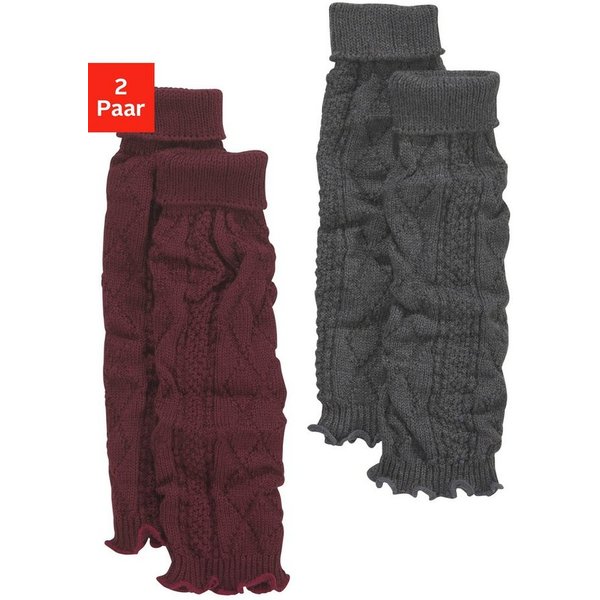 Lavana Stulpensocken gestrickte Beinstulpen, Beinwärmer für Ballett, Tanz und Sport (Packung, 2-Paar) mit Zopfstrickmuster