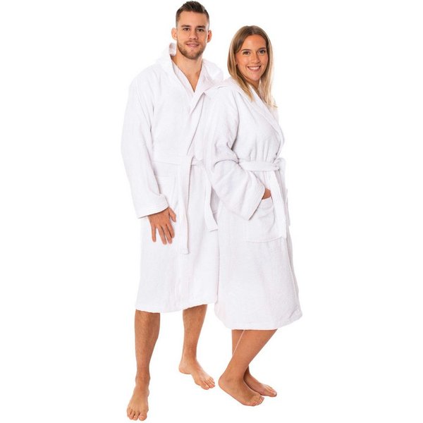 Lavea Bademantel Damen und Herren, Morgenmantel Mexico, Hotelbademantel, Lang, 100% Baumwolle, mit Kapuze, hochwertiger Bindegürtel, Weich & Saugstark - Spa Fee