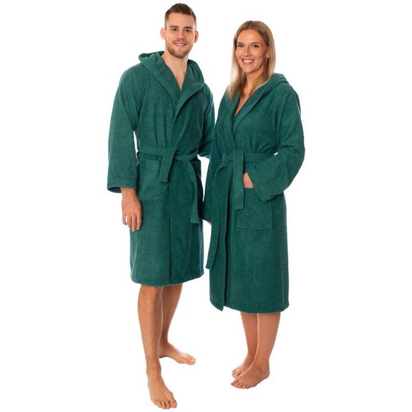 Lavea Bademantel Damen und Herren, Morgenmantel Mexico, Hotelbademantel, Lang, 100% Baumwolle, mit Kapuze, hochwertiger Bindegürtel, Weich & Saugstark - Spa Fee