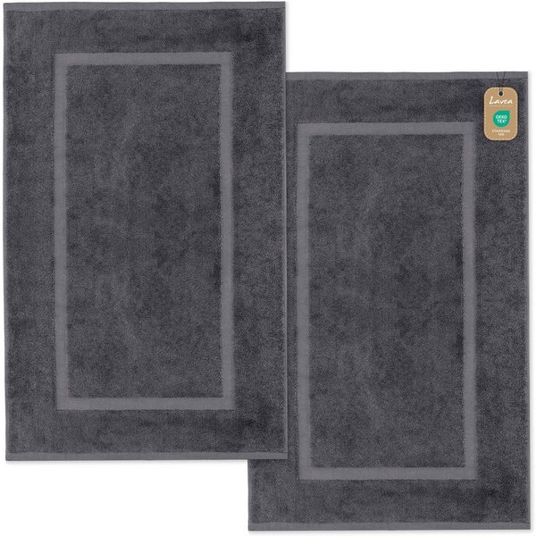 Lavea Badematte 2er Set Badeteppiche Elena Frottee 50x80 cm Badvorleger, 100% Baumwolle, 500 g/m² Frottier, weich & saugstark, pflegeleicht