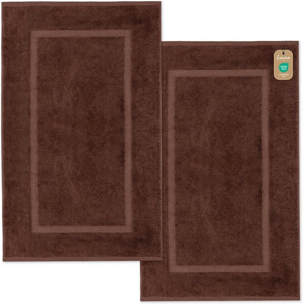 Lavea Badematte 2er Set Badeteppiche Elena Frottee 50x80 cm Badvorleger, 100% Baumwolle, 500 g/m² Frottier, weich & saugstark, pflegeleicht