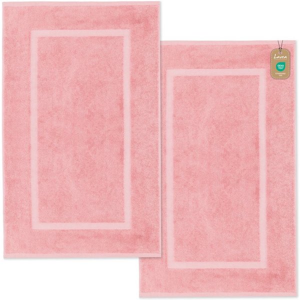 Lavea Badematte 2er Set Badeteppiche Elena Frottee 50x80 cm Badvorleger, 100% Baumwolle, 500 g/m² Frottier, weich & saugstark, pflegeleicht