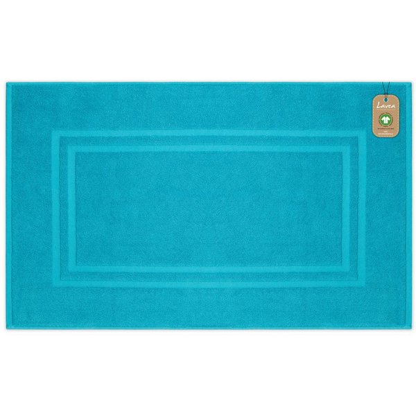 Lavea Badematte Bali Badvorleger Duschvorleger 50x80cm, Badteppich, Höhe 20 mm, Walkfrottee, mit Bordüre, plegeleicht, beidseitig nutzbar, strapazierfähig, Bio-