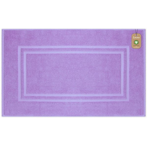 Lavea Badematte Bali Badvorleger Duschvorleger 50x80cm, Badteppich, Höhe 20 mm, Walkfrottee, mit Bordüre, plegeleicht, beidseitig nutzbar, strapazierfähig, Bio-