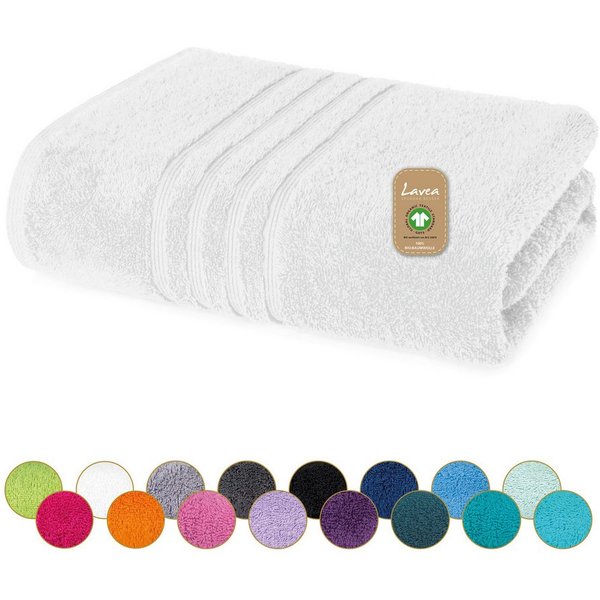 Lavea Badetuch Bali Duschtuch 100x150 cm Duschtuch 70x140 cm, Weiches Bio-Baumwollfrottee (1-St), Handtuch, GOTS-zertifiziert, extra saugstark mit 500g/m²