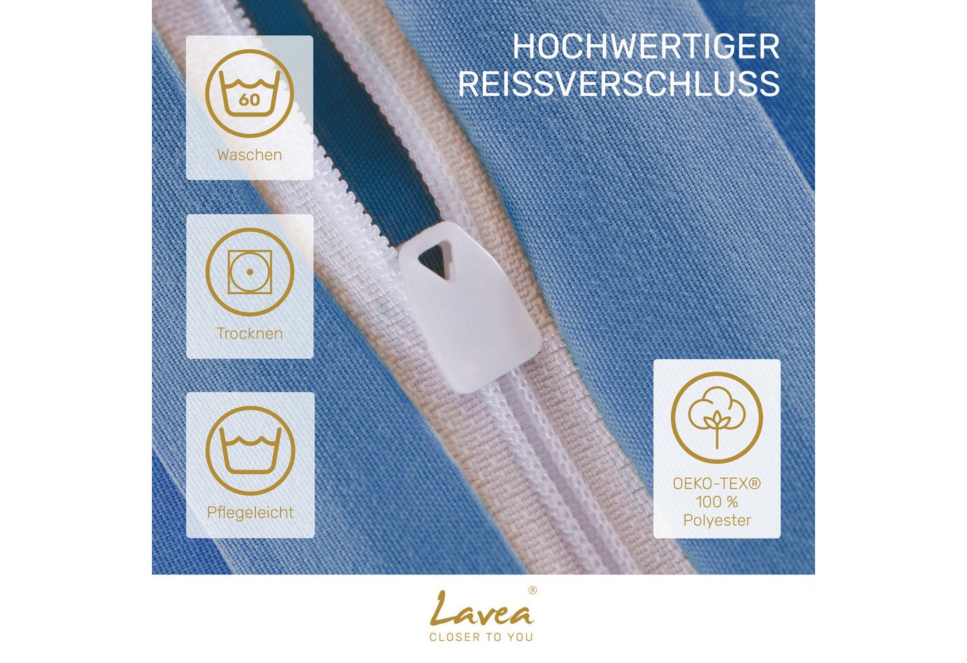 Lavea Bettwäsche Mikrofaser Bettwäsche-Sets mit Kissenbezügen und Bettbezügen, 2 teilig, Bettbezug und Kissenbezug mit Reißverschluss, weich, hypoallergen – Bild 3 von 5