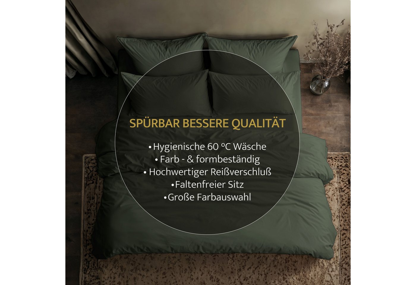 Lavea Bettwäsche Set, Bettbezug + Kissenbezug aus Baumwolle, Bettwäsche-Set, 2 teilig, für Kissen und Bettdecke, mit Reißverschluss, pflegeleicht – Bild 5 von 5