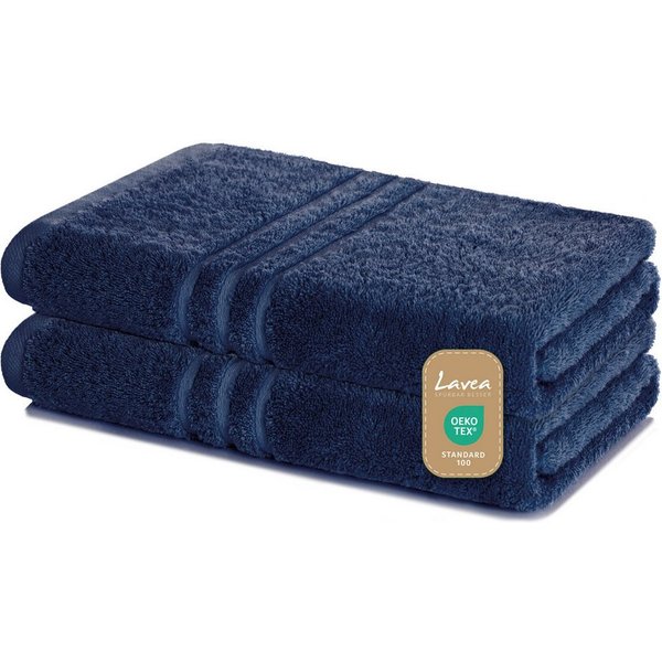 Lavea Duschtuch Elena Frottee Duschtücher Set 70x140 cm Handtücher, 100% Baumwolle (2er Set), Dusch-Handtuch, 500 g/m² Frottier, weich & saugstark, pflegeleicht