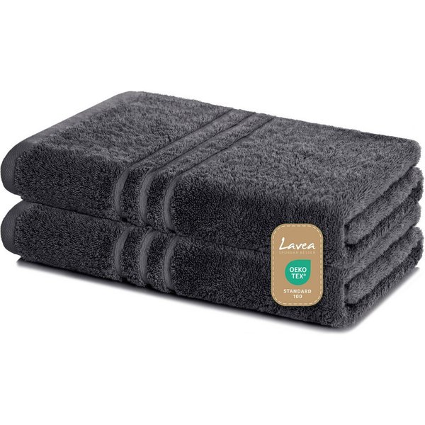 Lavea Duschtuch Elena Frottee Duschtücher Set 70x140 cm Handtücher, 100% Baumwolle (2er Set), Dusch-Handtuch, 500 g/m² Frottier, weich & saugstark, pflegeleicht