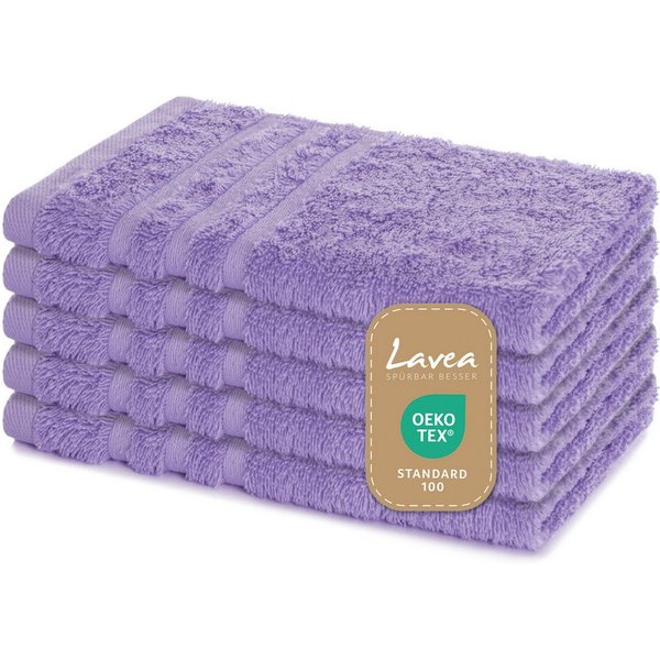 Lavea Gästehandtuch 5er Set Gästehandtücher, Elena Frottee, 30x50 cm Gästetuch, 100% Baumwolle (5er Set), 500 g/m² Frottier, weich & saugstark, pflegeleicht