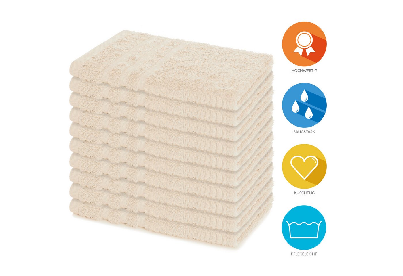 Lavea Gästehandtücher 30x50 cm, 10er Set Gästehandtuch, Elena-Frottee Handtuch, Gästetuch, (Set, 10-St), 500 g/m² Frottier, weich & saugstark, pflegeleicht – Bild 2 von 5
