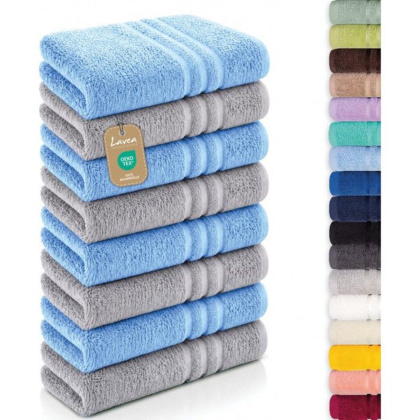 Lavea Handtücher 8er Handtuch Set 50x100 cm, Sporthandtuch, Badetuch, (Frottierserie Elena), Saugstarke & weiche Gästetücher, Handtuch Set