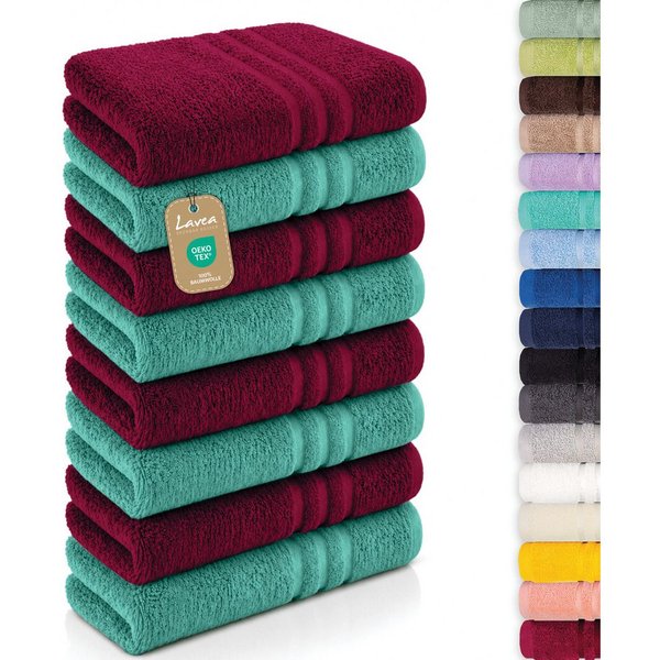 Lavea Handtücher 8er Handtuch Set 50x100 cm, Sporthandtuch, Badetuch, (Frottierserie Elena), Saugstarke & weiche Gästetücher, Handtuch Set