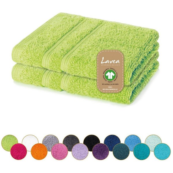 Lavea Seiftuch Bali Seiftücher, Waschlappen Frottee 30x30 cm, Weiches Bio-Baumwollfrottee (Set, 2-St), kleine Handtücher, Handtuch-Set, GOTS-zertifiziert, 500g/
