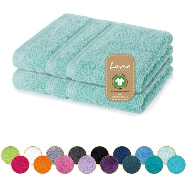 Lavea Seiftuch Bali Seiftücher, Waschlappen Frottee 30x30 cm, Weiches Bio-Baumwollfrottee (Set, 2-St), kleine Handtücher, Handtuch-Set, GOTS-zertifiziert, 500g/