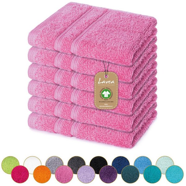 Lavea Seiftuch Bali Seiftücher, Waschlappen Frottee 30x30 cm, Weiches Bio-Baumwollfrottee (Set, 6-St), kleine Handtücher, Handtuch-Set, GOTS-zertifiziert, 500g/