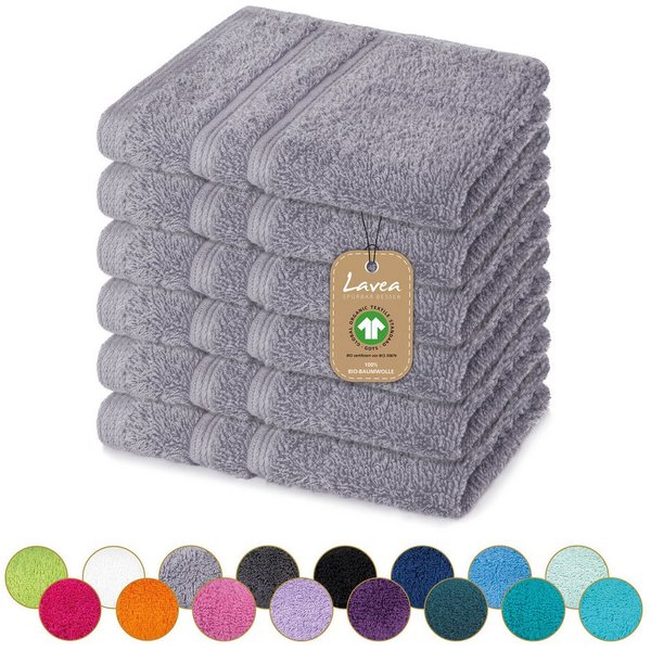 Lavea Seiftuch Bali Seiftücher, Waschlappen Frottee 30x30 cm, Weiches Bio-Baumwollfrottee (Set, 6-St), kleine Handtücher, Handtuch-Set, GOTS-zertifiziert, 500g/