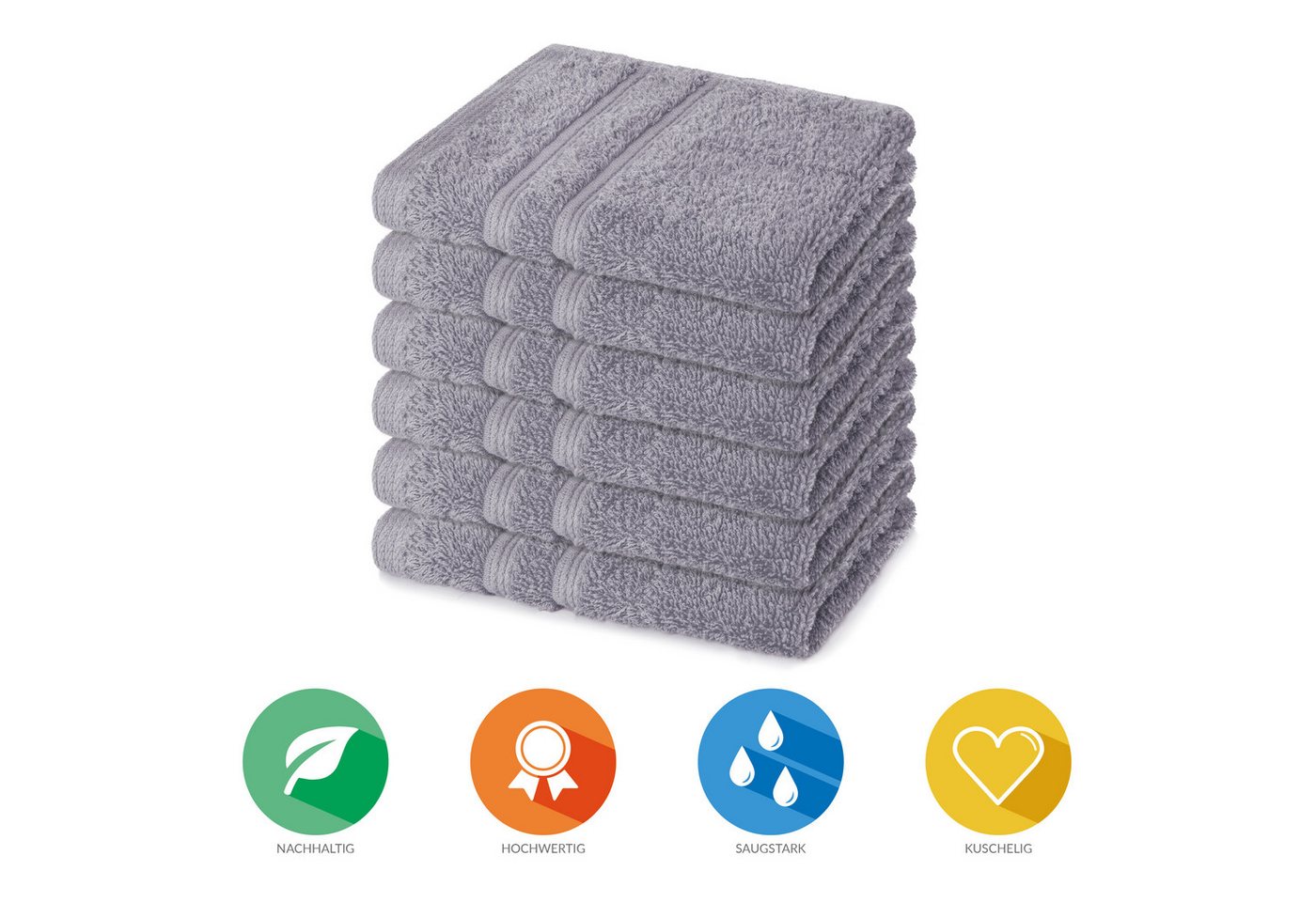 Lavea Seiftuch Bali Seiftücher, Waschlappen Frottee 30x30 cm, Weiches Bio-Baumwollfrottee (Set, 6-St), kleine Handtücher, Handtuch-Set, GOTS-zertifiziert, 500g/ – Bild 2 von 5