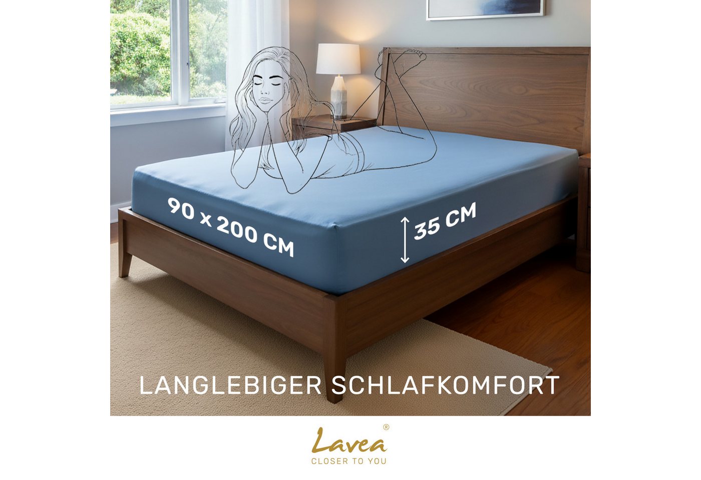 Lavea Spannbettlaken Bettlaken, Spannlaken Mikrofaser, 180x200cm, 200x200cm, (1 Stück), kühlend & atmungsaktiv, schnelltrocknend, weich, pflegeleicht – Bild 2 von 5