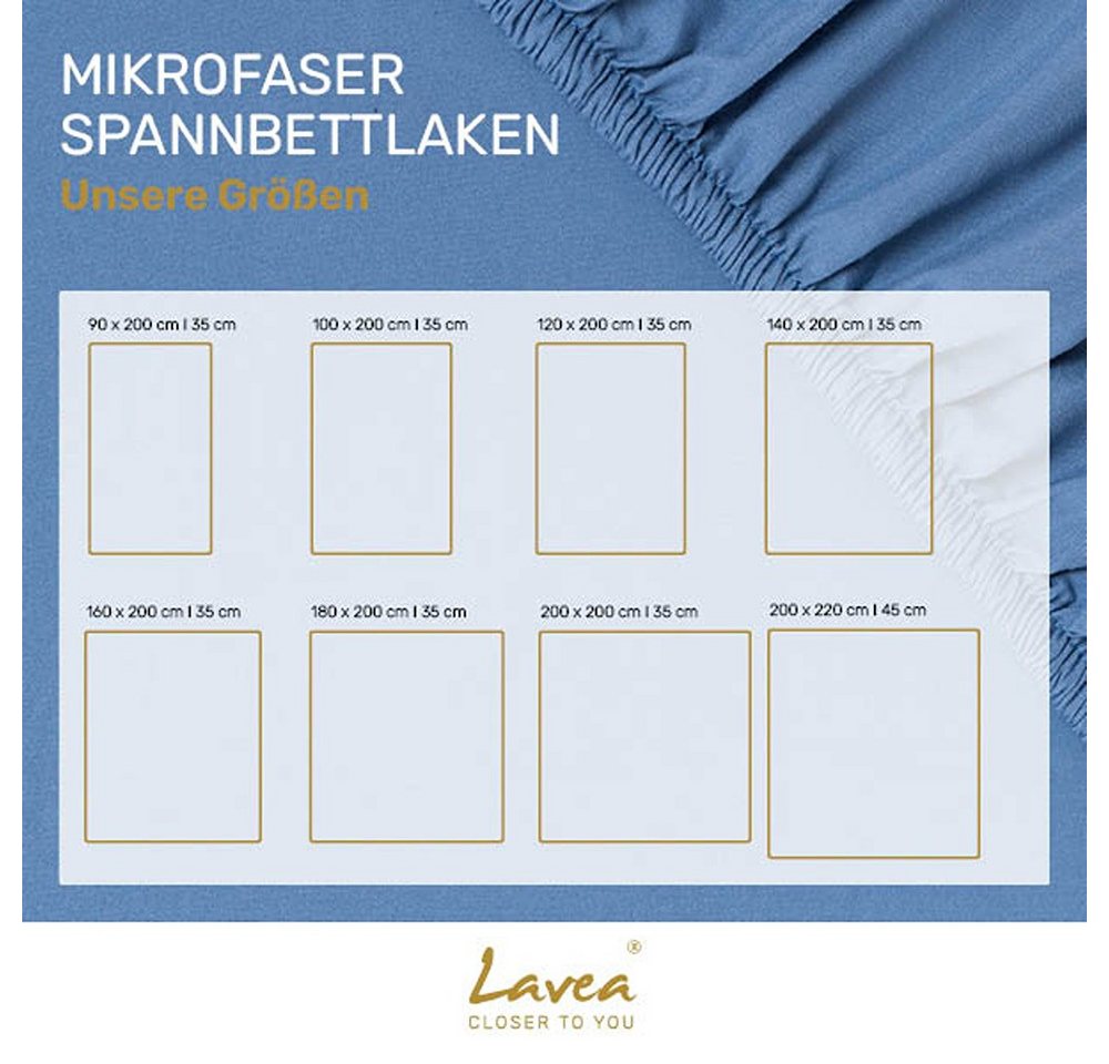 Lavea Spannbettlaken Bettlaken, Spannlaken Mikrofaser, 180x200cm, 200x200cm, (1 Stück), kühlend & atmungsaktiv, schnelltrocknend, weich, pflegeleicht – Bild 5 von 5