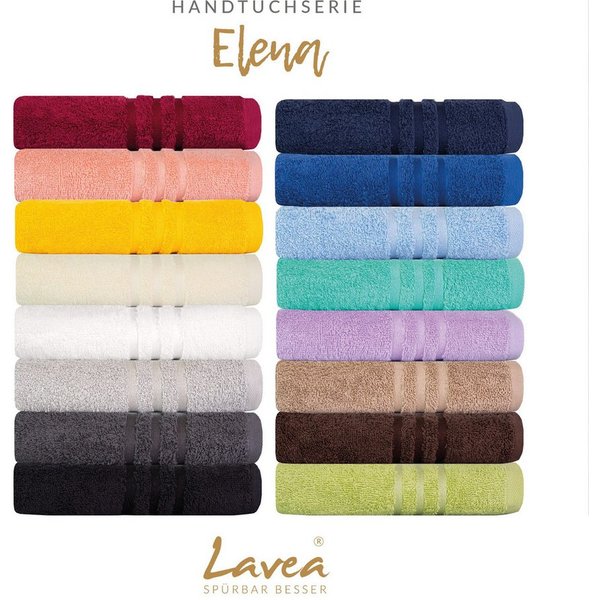 Lavea Waschhandschuh 10er Set Waschhandschuhe, 15 x 21 cm, Elena-Frottierserie, Waschlappen, 100% Baumwolle (10er Set), 500 g/m² Frottier, weich & saugstark, pf