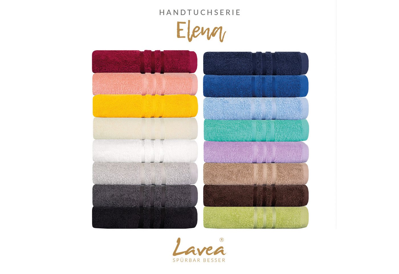 Lavea Waschhandschuh 10er Set Waschhandschuhe, 15 x 21 cm, Elena-Frottierserie, Waschlappen, 100% Baumwolle (10er Set), 500 g/m² Frottier, weich & saugstark, pf – Bild 4 von 5