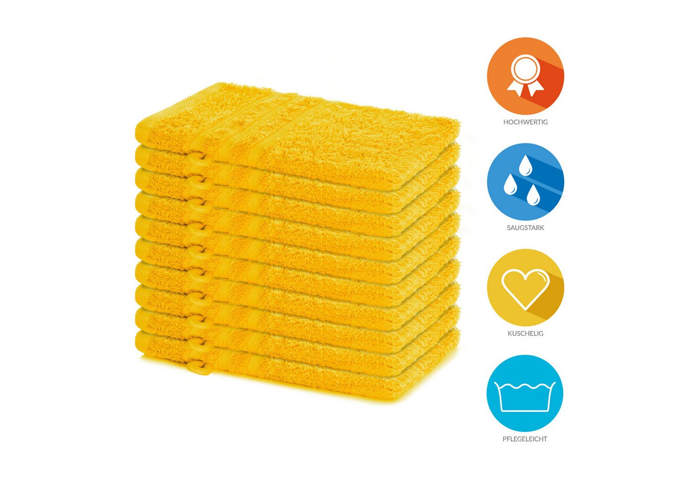 Lavea Waschhandschuh 10er Set Waschhandschuhe, 15 x 21 cm, Elena-Frottierserie, Waschlappen, 100% Baumwolle (10er Set), 500 g/m² Frottier, weich & saugstark, pf – Bild 2 von 5